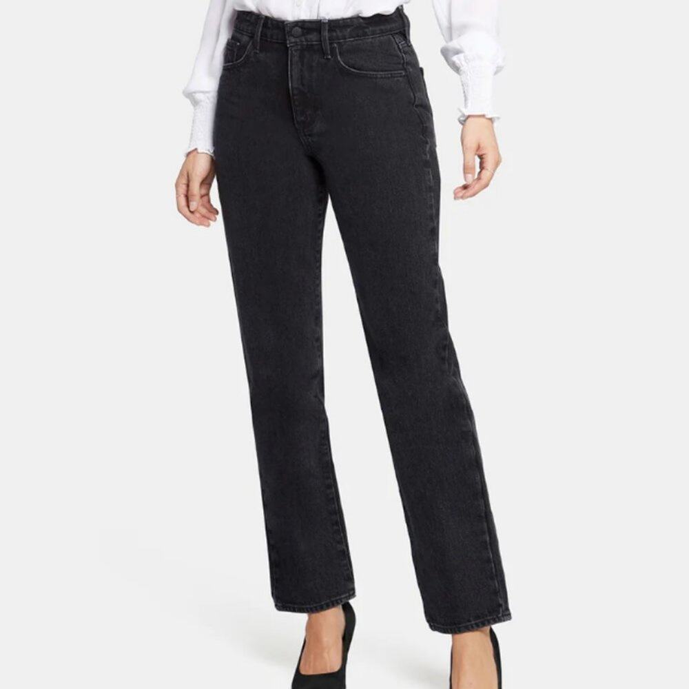 NYDJ Classic Straight Leg Black Wash High Rise Jeans Size 8P